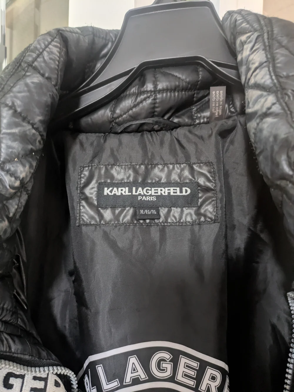 Karl Lagerfeld Women's Size XL Black Quilted Long Coat